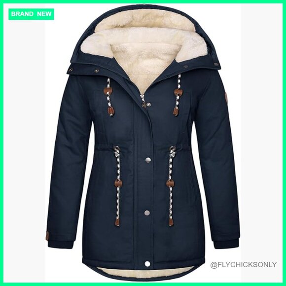 Jackets & Blazers - Plus Size Winter Parka Fleece Lined Down Jacket Hooded Puffer Coat